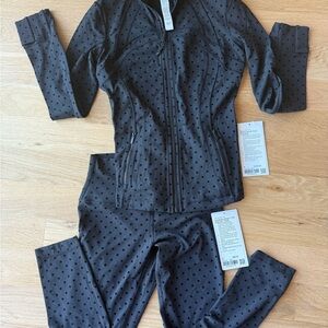 NWT Lululemon Flocked Polka Dot Bundle Sz 6 Define Jacket + Align 25”Sz  6 Pants